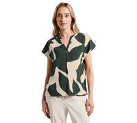 Hemdbluse STREET ONE, Damen, Gr. 36, grün (mid grün), Stoff, 100% Viskose, bedruckt, gerade normal, Rundhals, Bündchen, Blusen Hemdbluse, aus softer Viskose (84340667-36) mid grün