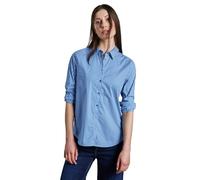 Langarmbluse STREET ONE, Damen, Gr. 44, blau (silber lake blau), Web, 79% Baumwolle, 19% Nylon, 2% Elasthan, gestreift, gerade normal, V-Ausschnitt, Bündchen, Blusen, im soften Baumwoll-Mix (19104521-