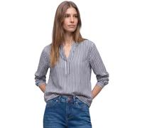 Langarmbluse STREET ONE, Damen, Gr. 40, shadow blau, Stoff, 100% Viskose, gestreift, klassisch normal, Rundhals, Manschette, Blusen, im Streifen-Design (78802458-40) shadow blau