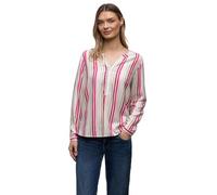 Langarmbluse STREET ONE, Damen, Gr. 46, magenta dream, Stoff, 100% Viskose, gestreift, klassisch normal, V-Ausschnitt, Bündchen, Blusen, im Tunika-Style (30628315-46) magenta dream