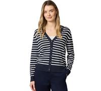 Street One Frauen Gestreifter Cardigan in Blau, Gr: 40