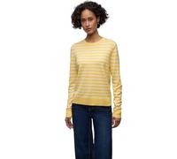 Rundhalspullover STREET ONE, Damen, Gr. 42, bloom gelb, Stoff, 86% Viskose, 14% Polyester, gestreift, normal normal, Rundhals, Rippbündchen, Pullover Rundhalspullover, Rundhalsausschnitt (54444909-42)