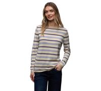 Strickpullover STREET ONE, Damen, Gr. 42, cotton beige, Stoff, 60% Viskose, 40% Baumwolle, gestreift, normal normal, U-Boot-Ausschnitt, Rippbündchen, Pullover Strickpullover, Feinstrick (89575148-42)