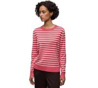 Rundhalspullover STREET ONE, Damen, Gr. 40, striking coral, Stoff, 86% Viskose, 14% Polyester, gestreift, normal normal, Rundhals, Rippbündchen, Pullover Rundhalspullover, Rundhalsausschnitt (33333829