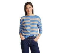 STREET ONE Damen Gestreifter Pullover, light spring blue melange, 36