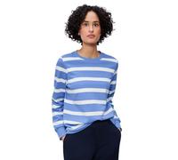 Sweatshirt STREET ONE, Damen, Gr. 44, bonnet blau, Sweatware, 83% Baumwolle, 17% Polyester, gestreift, normal, Rundhals, Rippbündchen, Sweatshirts Sweatshirt, im Streifen-Design, Topseller (19132334-4