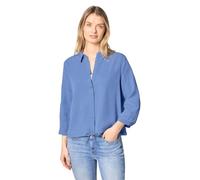 Hemdbluse STREET ONE, Damen, Gr. 42, bonnet blau, Web, Obermaterial: 100% Lyocell, unifarben, lässig geschnitten hüftbedeckend, Rundhals, 1-Knopf-Manschette, Blusen Hemdbluse, im Washed-Look, 3/4-Arm