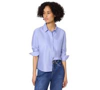 Hemdbluse STREET ONE, Damen, Gr. 42, blau (original blau), Stoff, 64% Lyocell, 36% Baumwolle, gestreift, normal normal, V-Ausschnitt, Bündchen, Blusen Hemdbluse, mit Knopfleiste (16270023-42) original