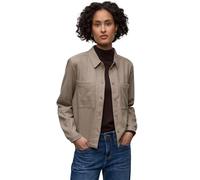 Langarmbluse STREET ONE, Damen, Gr. 38, light terra mocha meliert, Stoff, 63% Polyester, 34% Viskose, 3% Elasthan, unifarben, normal normal, V-Ausschnitt, Bündchen, Blusen, mit Brusttaschen (72293129-