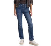 Bootcut-Jeans STREET ONE "Style Blaire", Damen, Gr. 30, Länge 30, blau (medium blau random wash), Denim/Jeans, Obermaterial: 70% Baumwolle, 28% Polyester, 2% Elasthan, unifarben, slim fit lang, Jeans,
