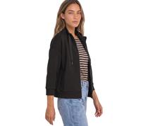 Kurzjacke STREET ONE, Damen, Gr. 36, schwarz (schwarz coffee), Stoff, 46% Modal, 46% Polyester, 8% Elasthan, unifarben, regular fit normal, hoch geschlossener Ausschnitt, Bündchen, Jacken Kurzjacke, m