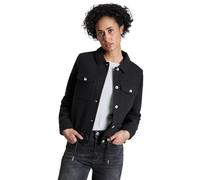 Kurzjacke STREET ONE, Damen, Gr. 46, schwarz, Stoff, 90% Polyester, 10% Viskose, unifarben, casual, gerade normal, V-Ausschnitt, Langarm Bündchen, Jacken, mit Tunnelzug am Saum (85815214-46) schwarz