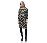 Midikleid STREET ONE, Damen, Gr. 40, EURO-Größen, schwarz, Stoff, 64% Polyester, 33% Viskose, 3% Elasthan, gemustert, normal knielang, U-Boot-Ausschnitt, abgesteppt, Kleider Midikleid, knielang (58026