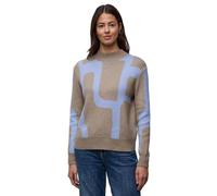 Street One Rollkragenpullover Jacquard gestreift Damen light terra mocha meliert Gr. 36