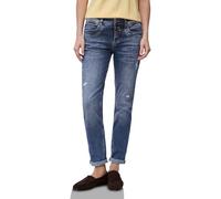 Comfort-fit-Jeans STREET ONE, Damen, Gr. 26, Länge 30, indigo random washed, Jeans, 82% Baumwolle, 16% Polyester, 2% Elasthan, unifarben, lang, Jeans, mit destroyed Details (76471638-26) indigo random