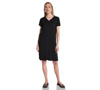Jerseykleid STREET ONE, Damen, Gr. 36, EURO-Größen, schwarz, Stoff, 95% Viskose, 5% Elasthan, unifarben, comfort fit knielang, V-Ausschnitt, Bündchen, Kleider Jerseykleid, knielang (45899314-36) schwa
