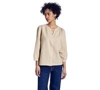 STREET ONE Damen A345536 Karierte Seersucker Bluse, Safari beige, 46