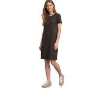 Sommerkleid STREET ONE, Damen, Gr. 42, EURO-Größen, schwarz coffee, Stoff, 95% Viskose, 5% Elasthan, unifarben, normal knielang, Rundhals, abgesteppt, Kleider Sommerkleid, knielang (86829254-42) schwa