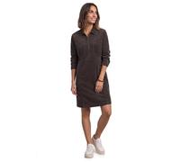 Midikleid STREET ONE, Damen, Gr. 42, EURO-Größen, Langarm, Cord, schwarz coffee, Cord, 98% Baumwolle, 2% Elasthan, unifarben, normal knieumspielend, V-Ausschnitt, abgesteppt, Kleider Midikleid, in Cor