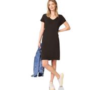 Jerseykleid STREET ONE, Damen, Gr. 38, EURO-Größen, espresso braun, Jersey, 95% Viskose, 5% Elasthan, unifarben mit Farbeinsätzen, normal knielang, V-Ausschnitt, Bündchen, Kleider Jerseykleid, aus Vis