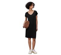Jerseykleid STREET ONE, Damen, Gr. 44, EURO-Größen, schwarz, Jersey, 95% Viskose, 5% Elasthan, unifarben mit Farbeinsätzen, normal knielang, V-Ausschnitt, Bündchen, Kleider Jerseykleid, aus Viskose (8