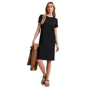Midikleid STREET ONE, Damen, Gr. 36, EURO-Größen, schwarz, Stoff, 70% Viskose, 25% Polyester, 5% Elasthan, unifarben, normal normal, Rundhals, abgesteppt, Kleider Midikleid, mit Rundhalsausschnitt (49