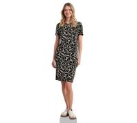 Midikleid STREET ONE, Damen, Gr. 42, EURO-Größen, schwarz, Stoff, 85% Viskose, 13% Polyester, 2% Elasthan, gemustert, comfort fit knieumspielend, Rundhals, normaler Saum, Kleider Midikleid, mit Rundha
