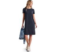 Midikleid STREET ONE, Damen, Gr. 38, EURO-Größen, shadowed navy, Stoff, 70% Viskose, 25% Polyester, 5% Elasthan, unifarben, normal normal, Rundhals, abgesteppt, Kleider Midikleid, mit Rundhalsausschni