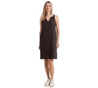 Street One Frauen Knielanges Kleid mit Split Neck aus Leinen in Braun, Gr: 42