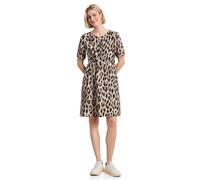 Midikleid STREET ONE, Damen, Gr. 44, EURO-Größen, timeless beige, Stoff, 80% Viskose, 20% Nylon, gemustert, normal normal, Rundhals, elastischer Bund, Kleider Midikleid, im Tunika-Style (61470548-44)