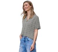 Klassische Bluse STREET ONE, Damen, Gr. 38, shadowed navy, Stoff, 100% Viskose, Minimalmuster, klassisch normal, V-Ausschnitt, Bündchen, Blusen Bluse, mit Turn-Up Funktion (72376337-38) shadowed navy