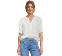 Kurzarmbluse STREET ONE, Damen, Gr. 42, weiß (sanftes weiß), Stoff, 100% Viskose, unifarben, normal normal, Rundhals, Bündchen, Blusen, aus softer Viskose (90837658-42) sanftes weiß