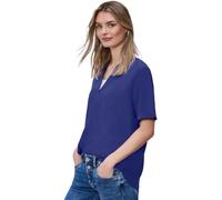Kurzarmbluse STREET ONE, Damen, Gr. 40, amparo blau, Stoff, 100% Viskose, unifarben, normal normal, Rundhals, Bündchen, Blusen, aus softer Viskose (67843802-40) amparo blau