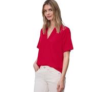 Schlupfbluse STREET ONE, Damen, Gr. 44, salsa rot, Blusen Schlupfbluse, Leicht abgerundeter Saum, Ärmelaufschlag (76073804-44)