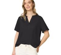 Kurzarmbluse STREET ONE, Damen, Gr. 42, schwarz, Stoff, 100% Viskose, unifarben, normal normal, Rundhals, Bündchen, Blusen, aus softer Viskose (25756762-42) schwarz