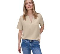 Schlupfbluse STREET ONE, Damen, Gr. 38, cotton beige, Web, Obermaterial: 100% Viskose, figurumspielend hüftbedeckend, V-Ausschnitt, Aufschlag, Blusen Schlupfbluse, Leicht abgerundeter Saum, Ärmelaufsc