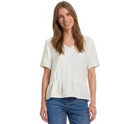 Shirtbluse STREET ONE, Damen, Gr. 44, sanftes weiß, Stoff, 88% Viskose, 12% Polyamid, unifarben, normal normal, V-Ausschnitt, abgesteppt, Blusen, mit Schößchen (83024757-44) sanftes weiß