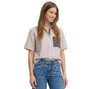 Hemdbluse STREET ONE, Damen, Gr. 40, grau (light terra mocha), Web, 100% Baumwolle, gestreift, normal normal, V-Ausschnitt, abgesteppt, Blusen Hemdbluse, aus reiner Baumwolle (53309434-40) light terra