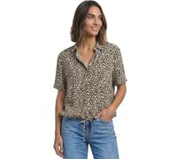 Hemdbluse STREET ONE, Damen, Gr. 42, beige (cotton beige), Stoff, 100% Viskose, bedruckt, regular fit normal, V-Ausschnitt, abgesteppt, Blusen Hemdbluse, in Blusen-Optik (94434837-42) cotton beige