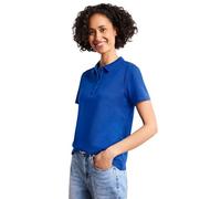 Poloshirt STREET ONE, Damen, Gr. 42, amparo blau, Web, 97% Baumwolle, 3% Elasthan, unifarben, normal normal, hoch geschlossener Ausschnitt, abgesteppt, Shirts, aus Baumwolle mit Stretchante (41155016-