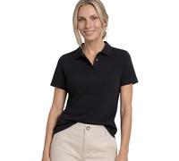 Poloshirt STREET ONE, Damen, Gr. 46, schwarz, Web, 97% Baumwolle, 3% Elasthan, unifarben, normal normal, hoch geschlossener Ausschnitt, abgesteppt, Shirts, aus Baumwolle mit Stretchante (59003855-46) 