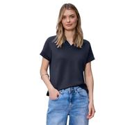 Street One Frauen Kurzarm Poloshirt mit Rippdetail in Blau, Gr: 38