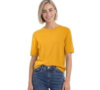 Kurzarmpullover STREET ONE, Damen, Gr. 38, saffron gelb, Stoff, 75% Viskose, 25% Polyamid, unifarben, normal normal, Rundhals, abgesteppt, Pullover, softe Viskose (32296312-38) saffron gelb