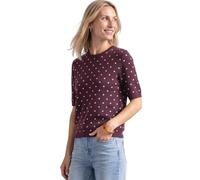 Kurzarmpullover STREET ONE, Damen, Gr. 40, rustic rouge, Stoff, 50% Viskose, 28% Polyester, 22% Polyamid, gepunktet, normal normal, Rundhals, Rippbündchen, Pullover, mit Punkten (68515900-40) rustic r