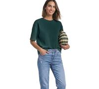 Sweatshirt STREET ONE, Damen, Gr. 44, grün (shadow teal), Sweatware, 65% Baumwolle, 35% Polyester, unifarben, comfort fit, Rundhals, normaler Saum, Sweatshirts Sweatshirt, mit Rundhalsausschnitt (2782