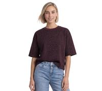 Sweatshirt STREET ONE, Damen, Gr. 40, rustic rouge, Sweatware, 49% Polyester, 43% Viskose, 8% Elasthan, gemustert, normal, Rundhals, abgesteppt, Sweatshirts Sweatshirt, aus softem Materialmix (6130326