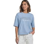Sweatshirt STREET ONE, Damen, Gr. 44, blau (northern blau meliert), Sweatware, 65% Baumwolle, 35% Polyester, unifarben, comfort fit, Rundhals, normaler Saum, Sweatshirts Sweatshirt, mit Wording (29781