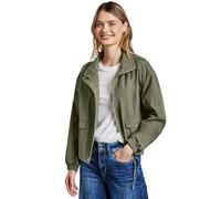 Kurzjacke STREET ONE, Damen, Gr. 46, grün (summer khaki), Stoff, Obermaterial: 62% Polyester, 38% Baumwolle; Futter: 100% Polyester, unifarben, casual, comfort fit kurz, hoch geschlossener Ausschnitt,