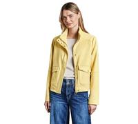 Lederimitatjacke STREET ONE, Damen, Gr. 44, gelb (vanilla gelb), Stoff, Obermaterial: 94% Polyester, 6% Elasthan; Futter: 100% Polyester, unifarben, gerade normal, hoch geschlossener Ausschnitt, Bündc