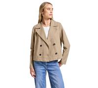 Kurzjacke STREET ONE, Damen, Gr. 40, beige (reef sand), Web, Obermaterial: 69% Baumwolle, 31% Polyester; Futter: 100% Polyester, unifarben, normal normal, V-Ausschnitt, abgesteppt, Jacken, im soften B